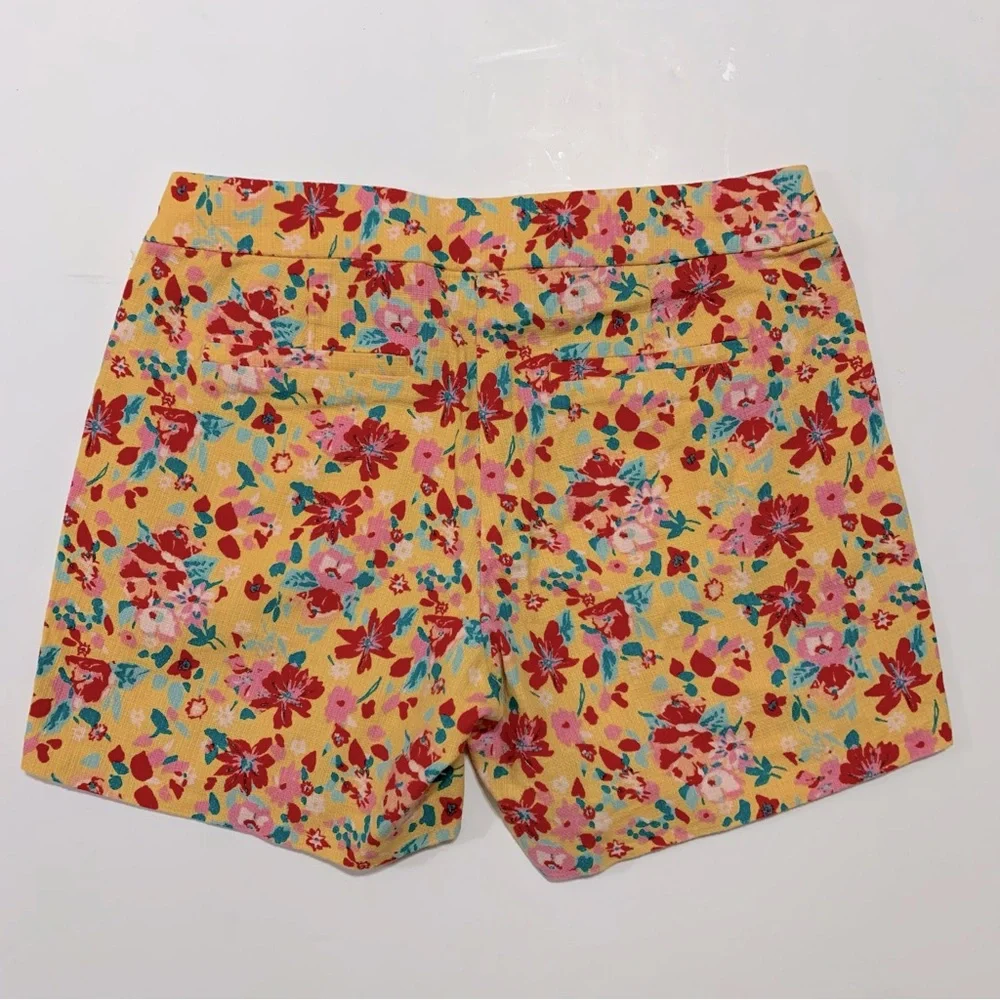 J.Crew Yellow Floral Cotton Shorts Size 2 Textured Summer Gardencore